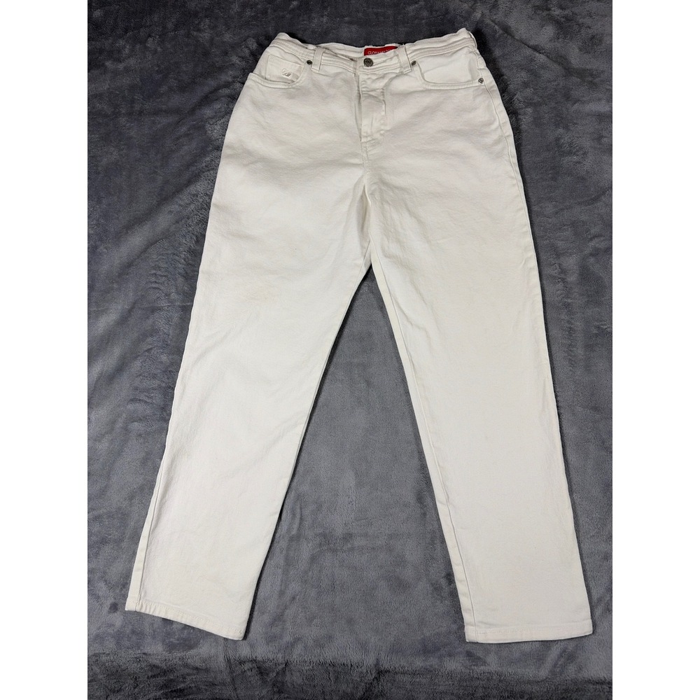Gloria Vanderbilt White High Rise Straight Leg Denim Jeans Petite 12